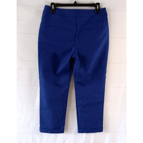 Chico’s So Slimming Pants S/4 Blue Cuffed Ankle Flat Front Stretch Size 0 - Picture 2 of 7
